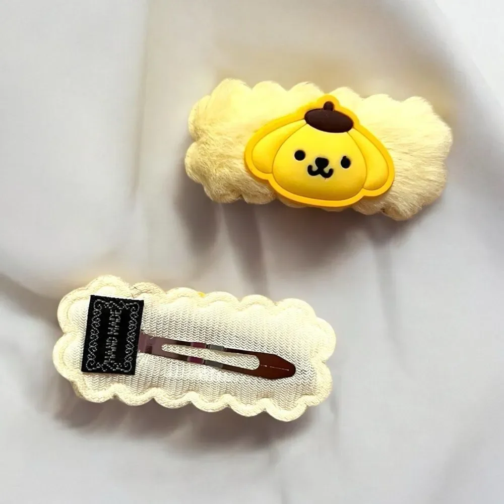 Pompompurin Yellow Furry Hair Clips Set Of 2